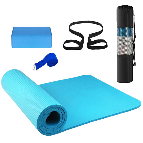 3PCS Yoga Equipment Set Yoga Mat Yoga Blocks Stretching Strap Yoga Beginner Exercise Set with Mat Storage Pouch and Strap