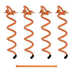 7Penn Spiral Ground Anchors - 10 Inch Orange Tent Stakes Heavy Duty Ground Screw Anchor Twist Stakes, 4 Pack