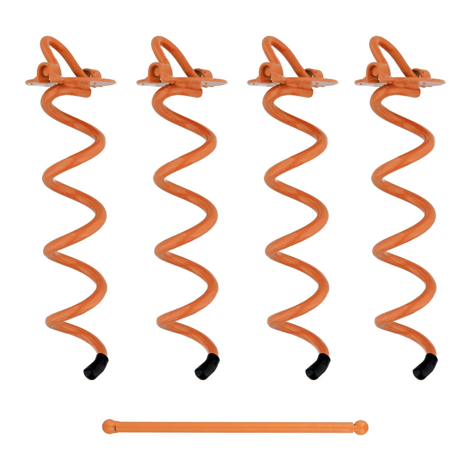 7Penn Spiral Ground Anchors - 10 Inch Orange Tent Stakes Heavy Duty Ground Screw Anchor Twist Stakes, 4 Pack