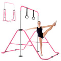 Beeyeo Gymnastics Bar, Expandable Horizontal Bars With Rings, Gymnastics Training Bar Indoor Gym Equipment For Kids Grip Trainin