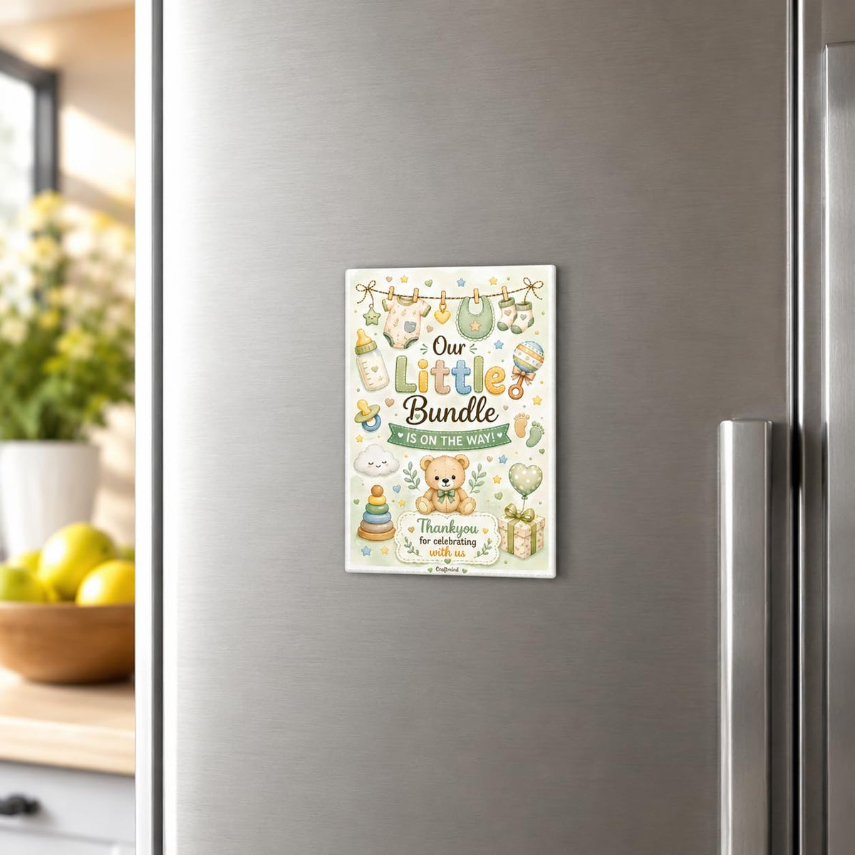 Craftmind Baby Shower Return Gift Set of 16 Fridge Magnets for Guests | Cute Baby Shower Party Favors & Return Gifts | Decorativ