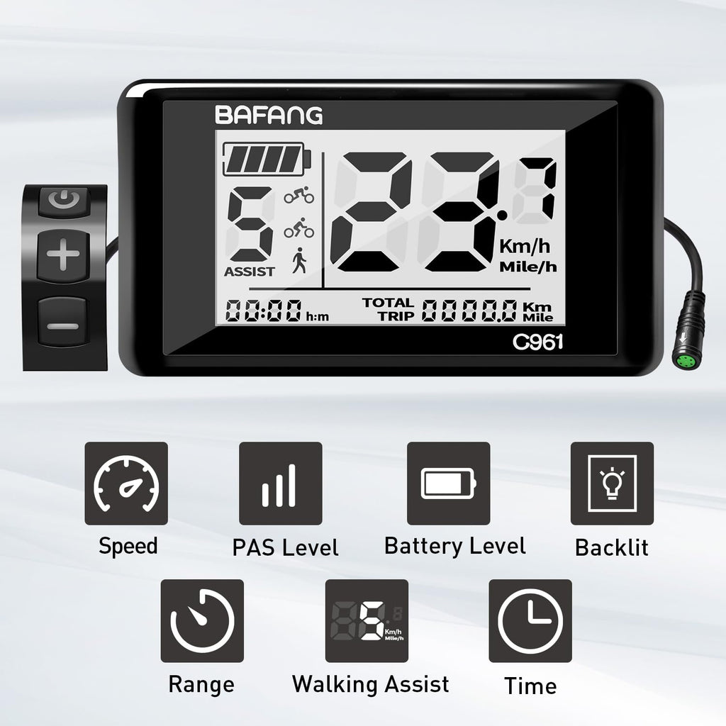Ebike Display C961 For Bafang Bbs01B Bbs02B Bbshd Motor Electric Bike Bicycle Ebike Computer With Pas Uart Protocol