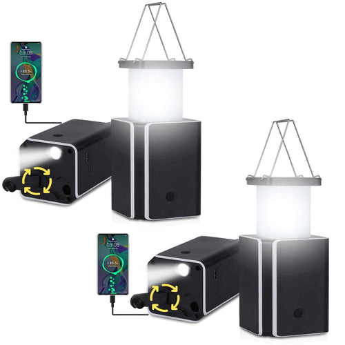 2Pack Solar LED Rechargeable Emergency Camping Lantern,White Solar Rechargeable,Rechargeable Type C,Emergency Lights Hand-Crank 
