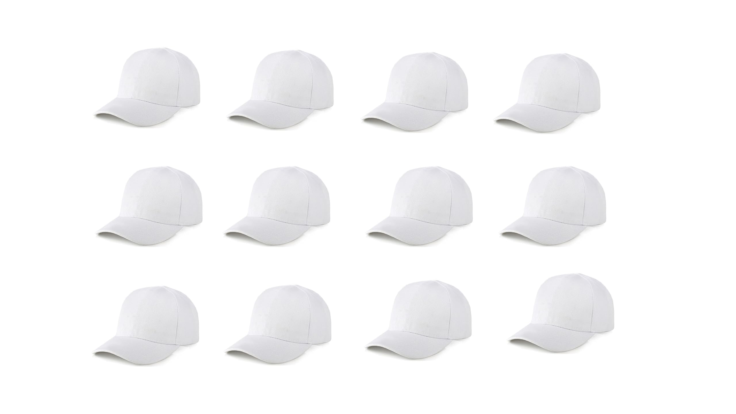 A To Z Garments Promotional Caps In Bulk For Printing Text & Logo With Adjustable Velcro. (Pack Of 12) White