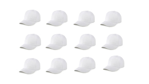 A To Z Garments Promotional Caps In Bulk For Printing Text & Logo With Adjustable Velcro. (Pack Of 12) White