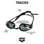 Arena Tracks Swim Goggles, Black  Smoke  Black, Non-Mirror Lens