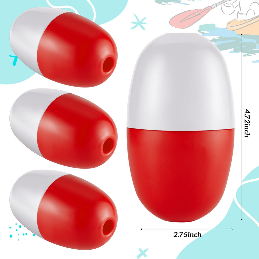 Lewtemi 4 Pcs Buoys Floats Rope Floats Marine, 4.72'' X 2.75'', 3/5'' Hole Deep Water Fishing Marker Buoys Bulk For Boats Swimmi