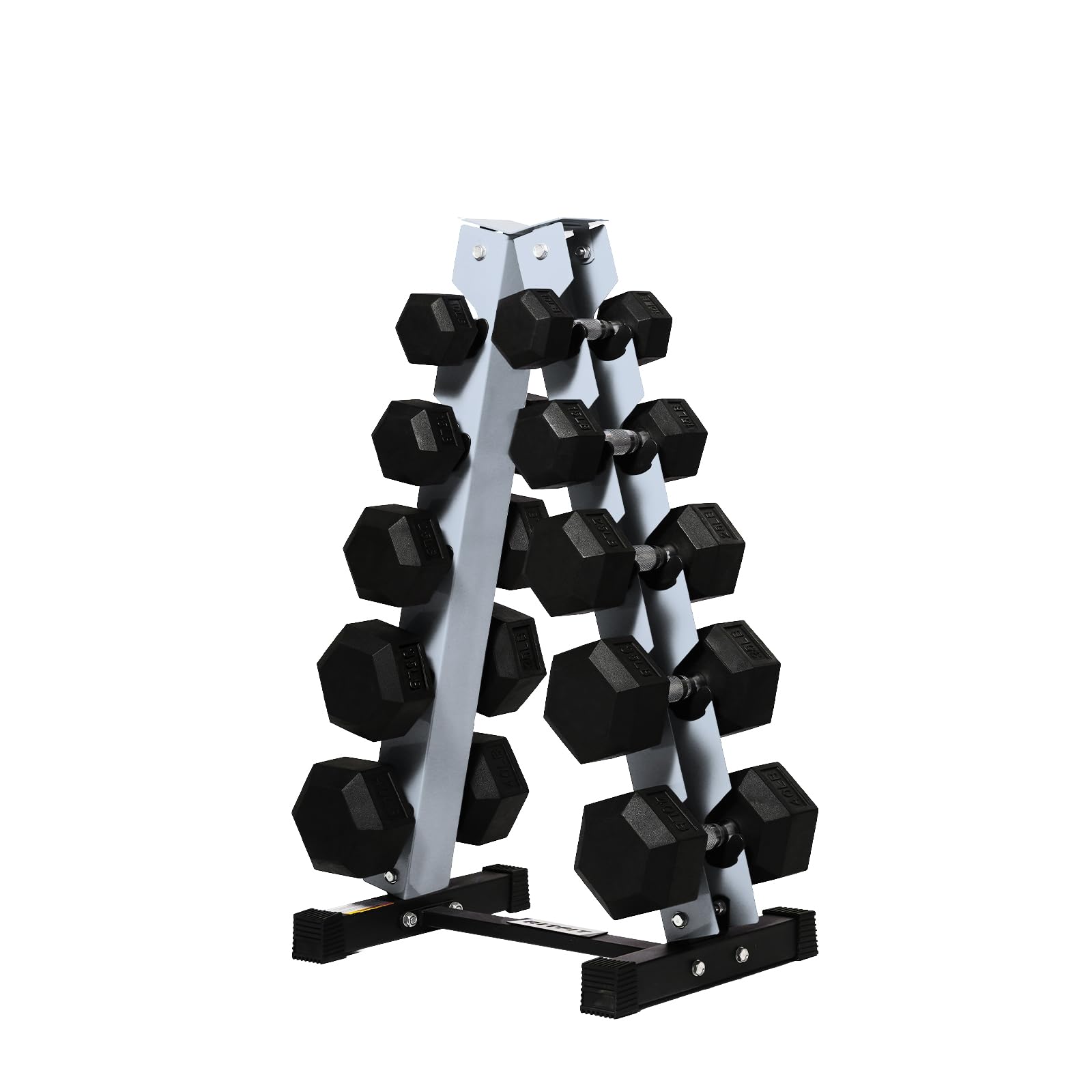 RitFit 250LB Rubber Hex Dumbbell Sets with Weights Rack, Multiple Color Choices Available, Great Gym Equipment for Home, Strengt
