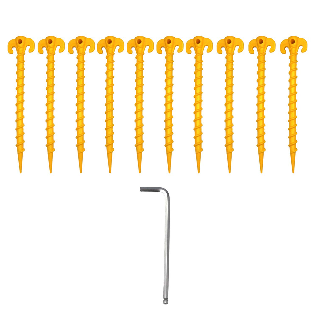Fgen 10Pcs Threaded Nail Plastic Nail Tent Tent Canopy Picnic Mat Nail Stability Spiral Screw Assembly