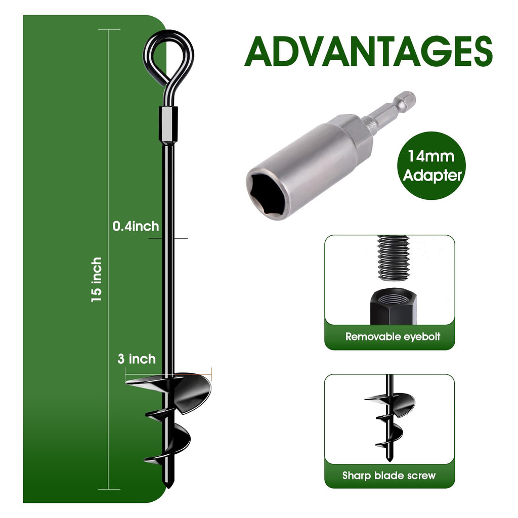 Ground Anchors 4 Pack, Heavy Duty Swing Set Anchors, Spiral Earth Anchors For Trampoline, Camping, Shed, Canopies, Metal Trampol