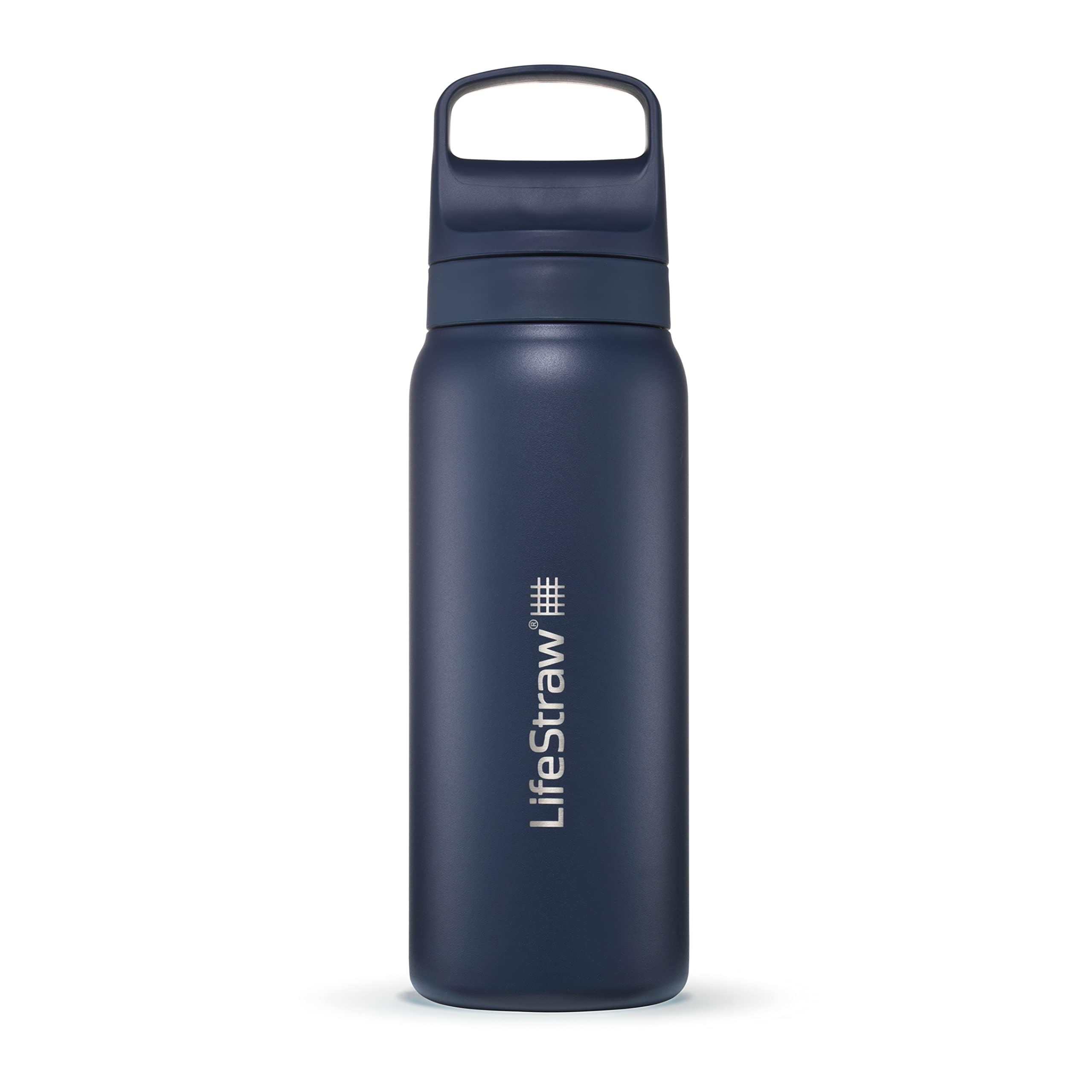Lifestraw Go 2 Stage - Insulated Stainless Steel Water Filter Bottle For Travel And Everyday Use - Removes Bacteria, Parasites, 