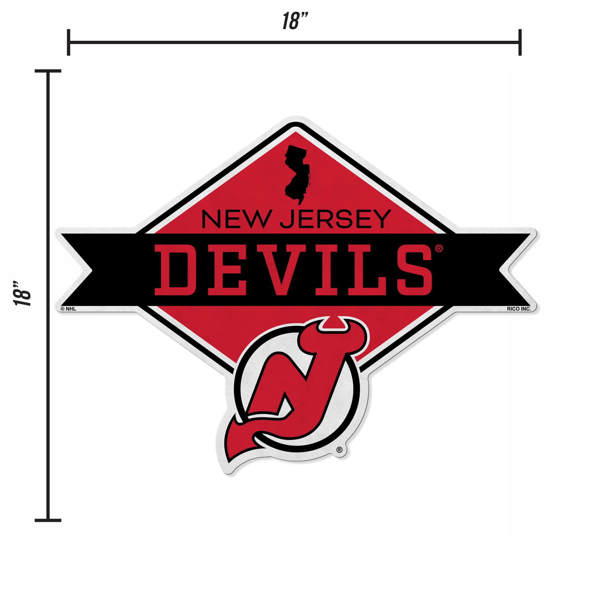Rico Industries Nhl New Jersey Devils Diamond Shape Cut Pennant - Home And Living Room D  Cor - Soft Felt Ez To Hang
