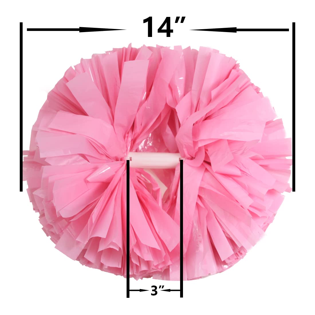 Hooshing 2Pcs Pink Pom Poms Cheerleading With Baton Handle For Team Sports Spirit Dance Party Kids Adults
