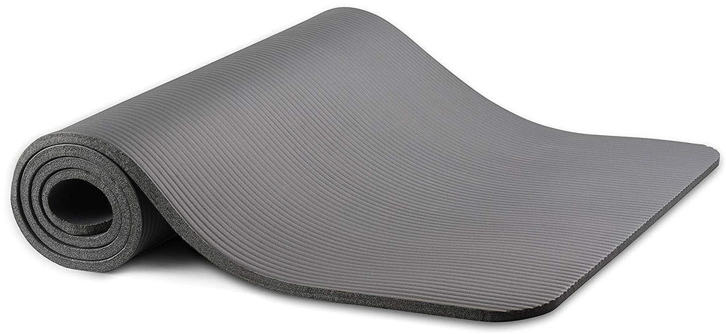 Fitvids All Purpose 1/2-Inch Extra Thick High Density Anti-Tear Exercise Yoga Mat With Carrying Strap, Gray