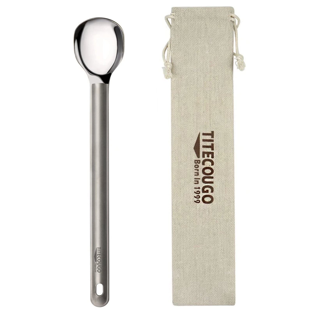 Titecougo Titanium Spoon Camping Short Spoon Titanium Multitool Lightweight Camp Outdoors Hiking Travel Convenient Picnic Fork F