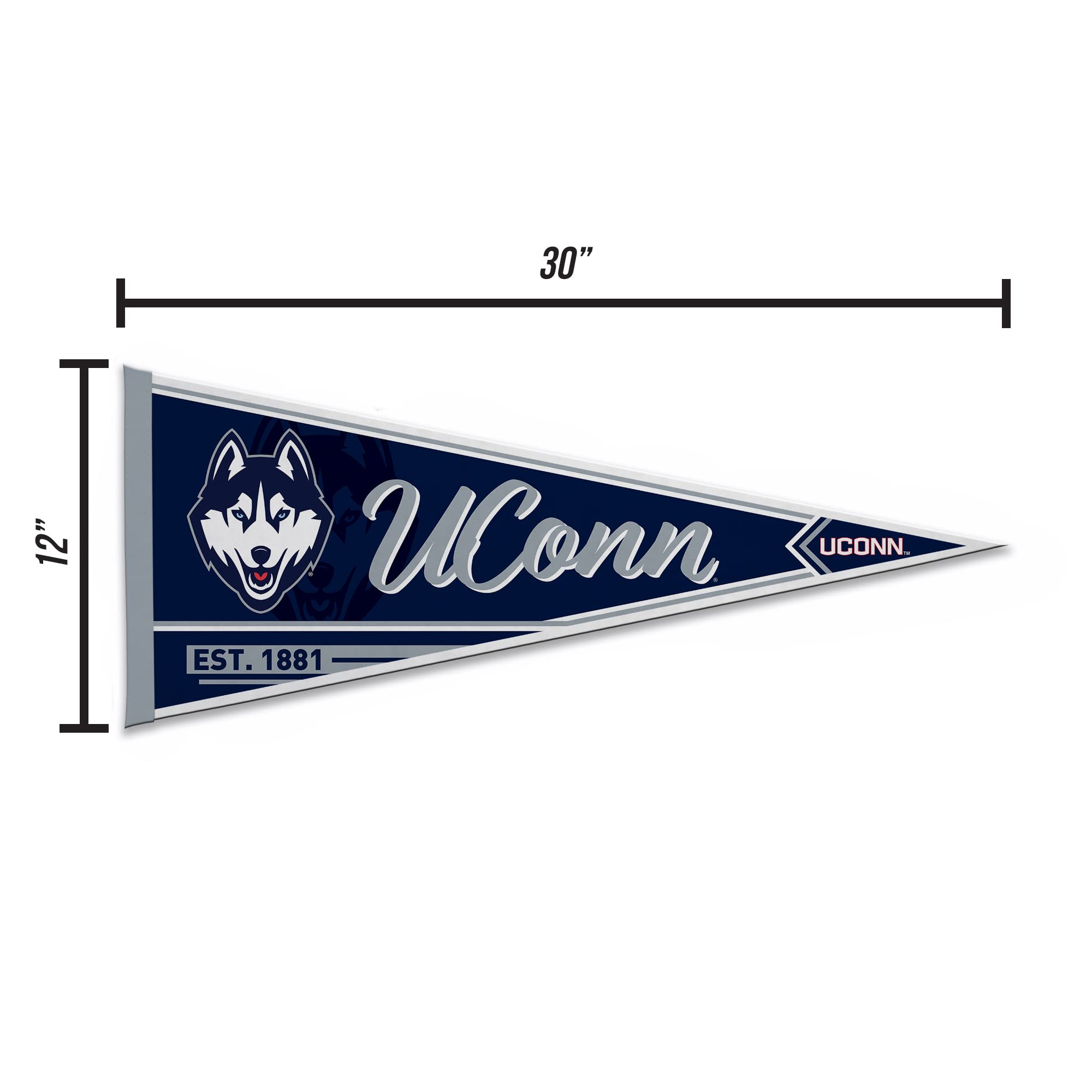 Rico Industries Ncaa Connecticut Huskies - Uconn Uconn Classic 12'' X 30'' Felt Wall D  Cor Pennant - Great For Home/Bed Room/Ma