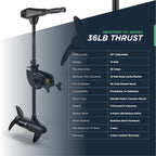 Newport Vessels Nv-Series 36Lb Thrust Saltwater Transom Mounted Trolling Electric Trolling Motor W/Led Battery Indicator & 30''