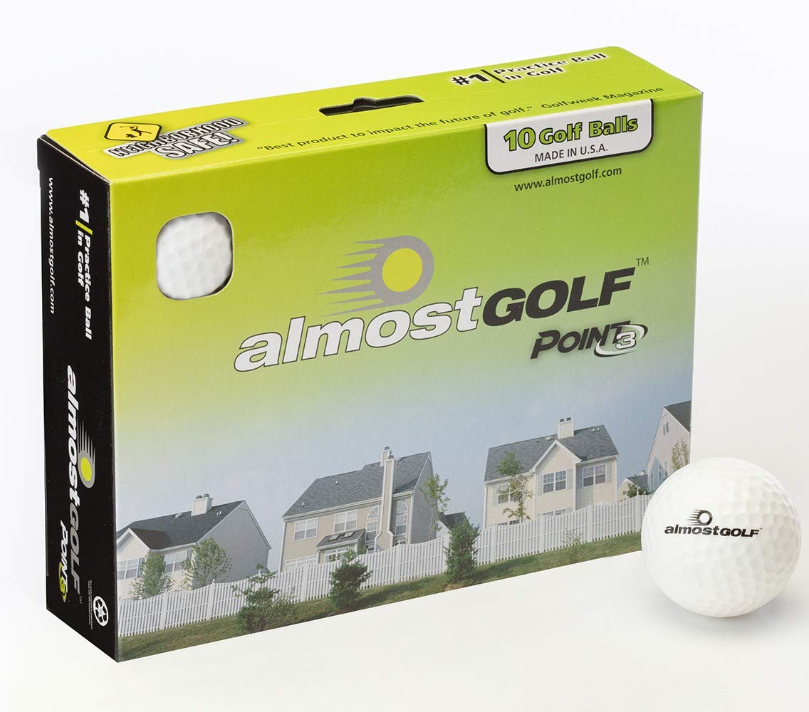 Almostgolf Limited Flight Practice Foam Golf Balls - Realistic Spin, Trajectory, & Accuracy Training, Pack Of 10, White