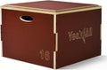 Yes4All Stackable Wooden Plyo Box, Plyometric Box with Anti-Slip Surface for Home Gym & Outdoor Workout - Red - 16