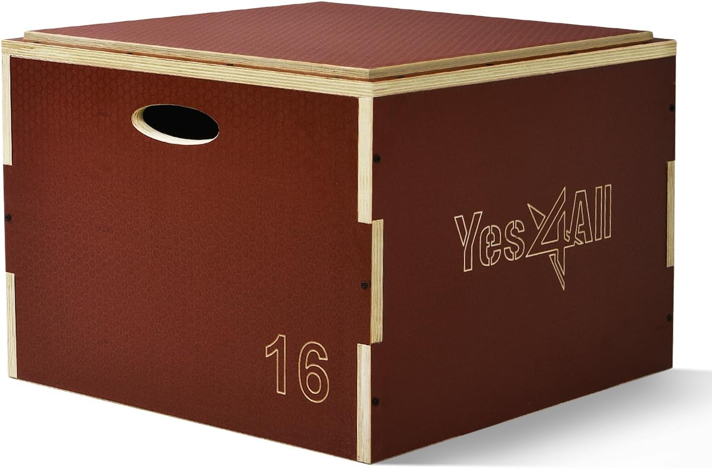 Yes4All Stackable Wooden Plyo Box, Plyometric Box with Anti-Slip Surface for Home Gym & Outdoor Workout - Red - 16