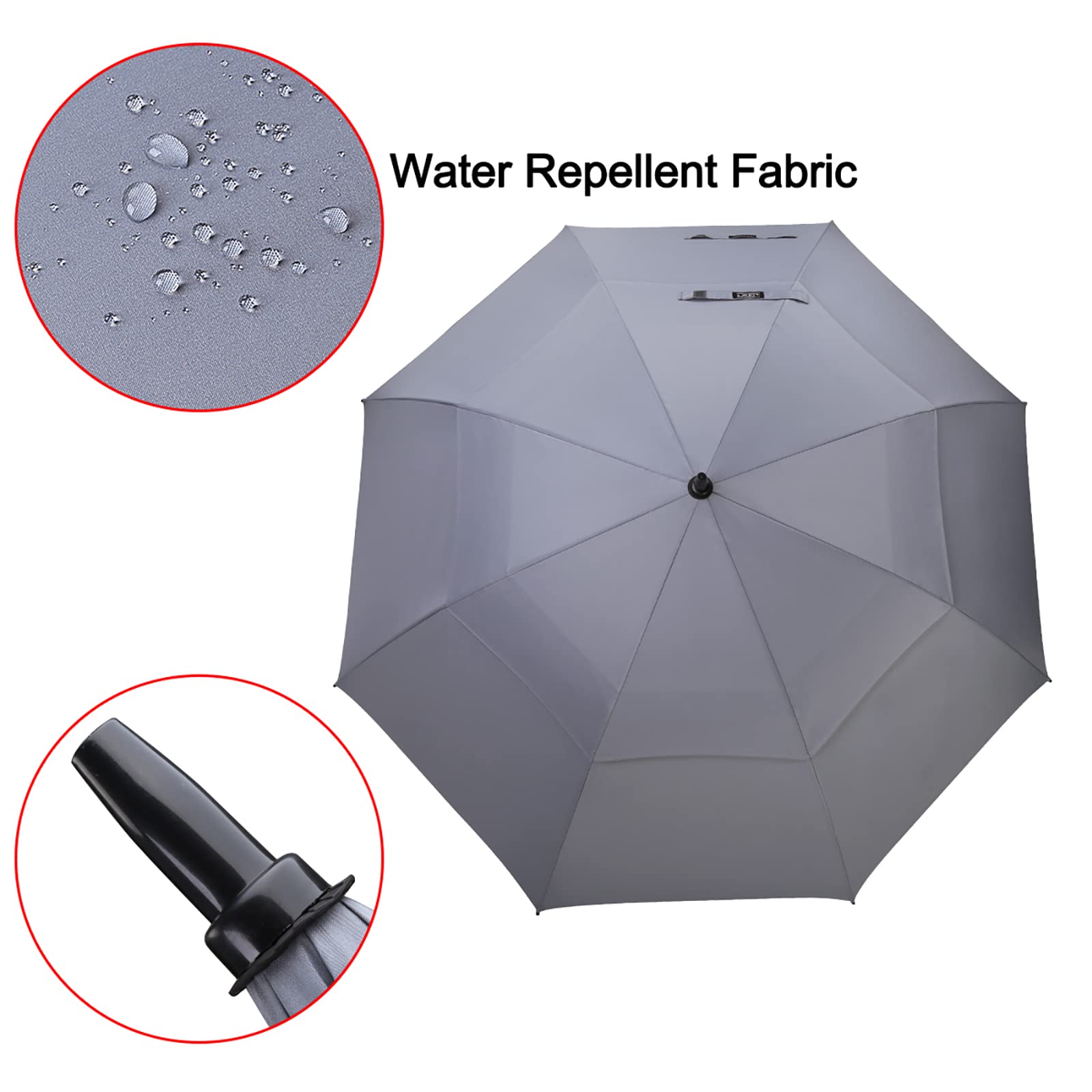 G4Free 62 Inch Automatic Open Golf Umbrella Extra Large Oversize Double Canopy Vented Windproof Waterproof Stick Umbrellas(Grey)