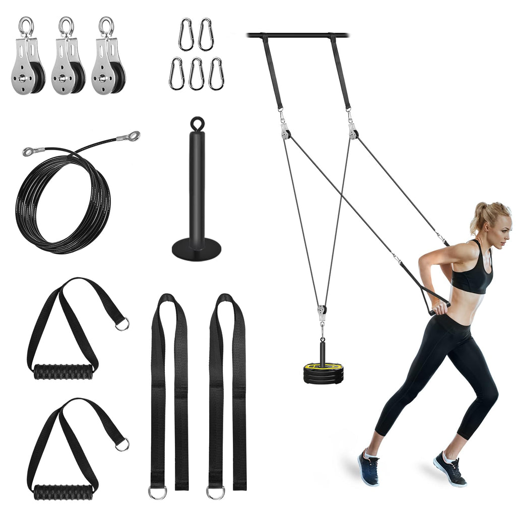 Weight Cable Pulley System Gym, Cable Weight Pulley System Attachments For Home Gym With Handle Pulley System Gym Lat Pull Down,