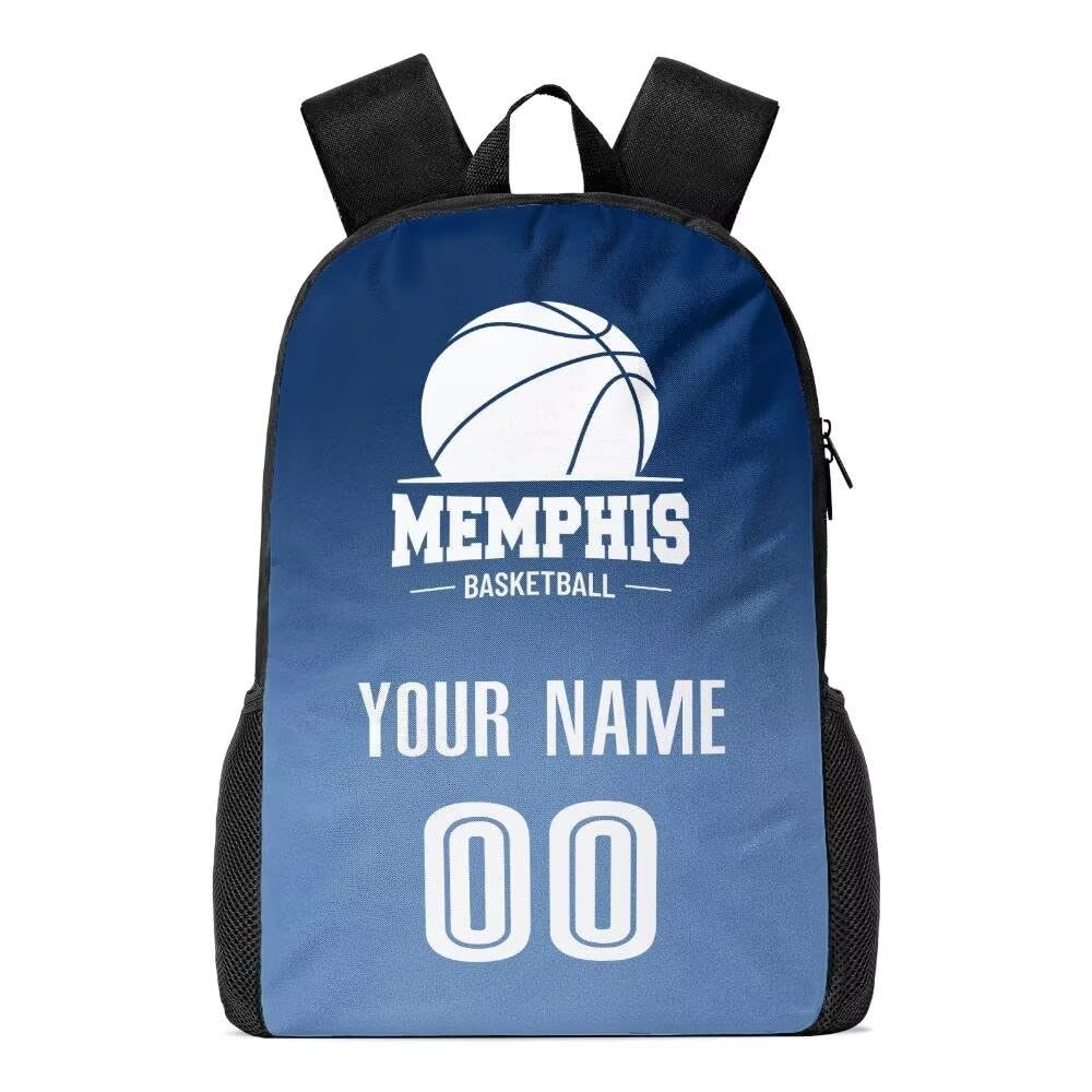Personalized Memphis Basketball Sports Backpack Custom City Fan Gift Shoulder Bag Add Name and Number Casual Bag