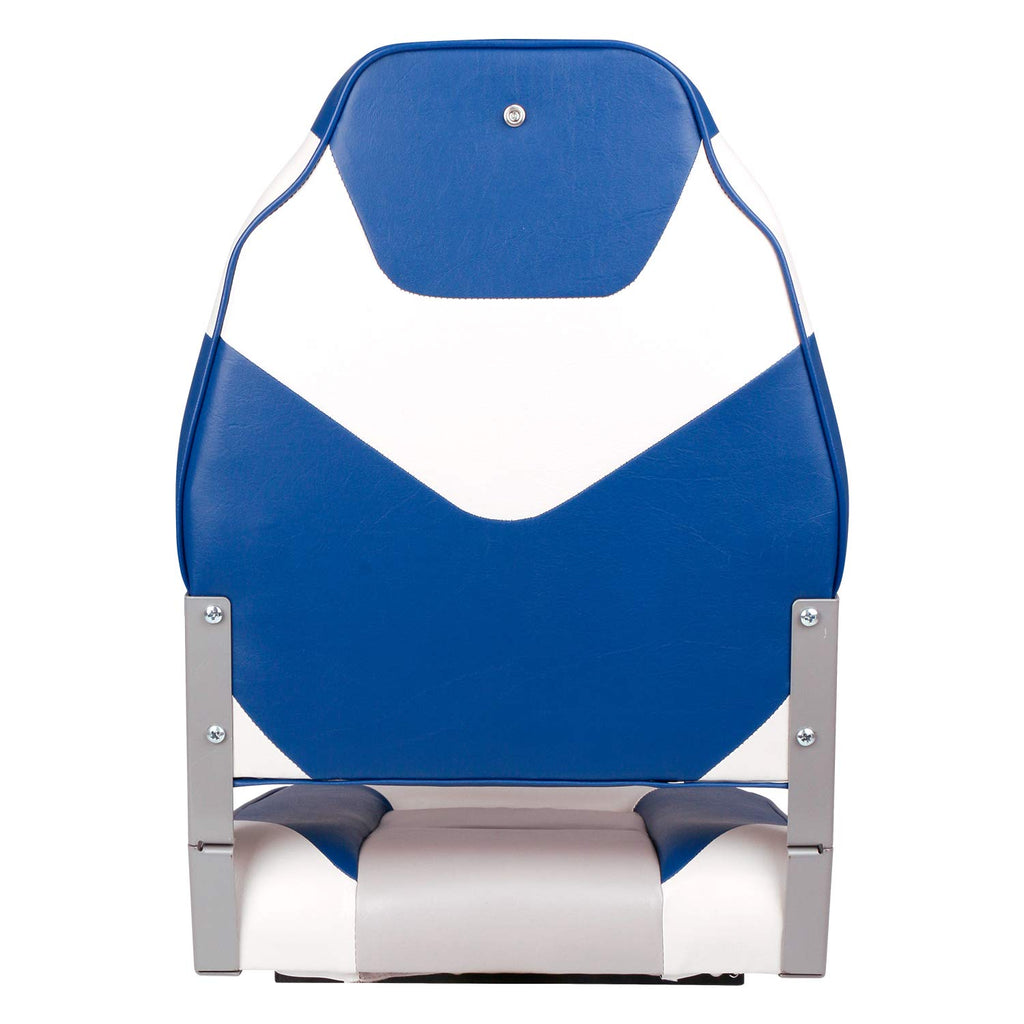 Leader Accessories A Pair Of Elite Low/High Back Folding Fishing Boat Seat (2 Seats) (White/Grey/Blue)