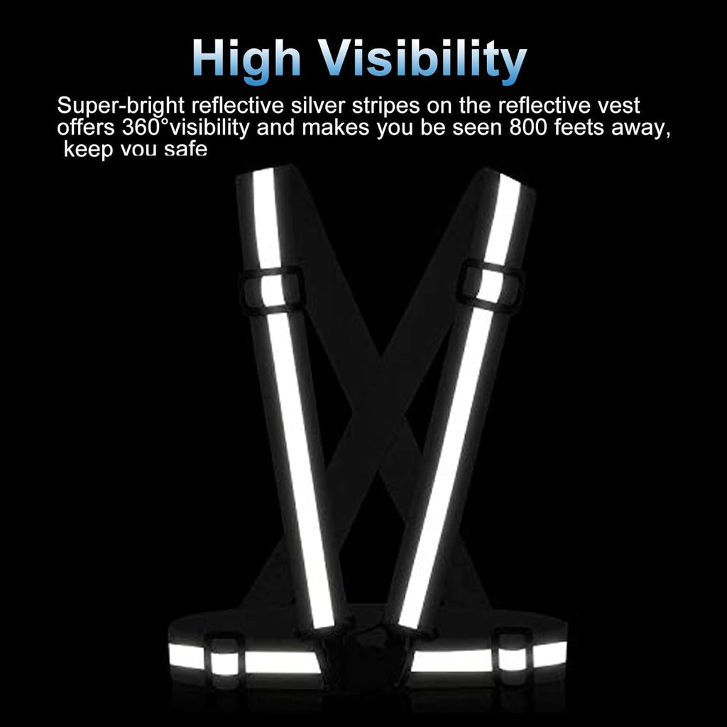 Reflective Vest Running 2Pack, High Visible Reflective Vest Gear For Biking Motorcycle Dog Walking, Adjustable Safety Ves Fits M