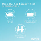 Intex Deep Sea Blue 8 Feet X 18 Inch Snapset Instant Round Plastic Above Ground Swimming Kiddie Pool For Ages 3 Years And Up, Bl