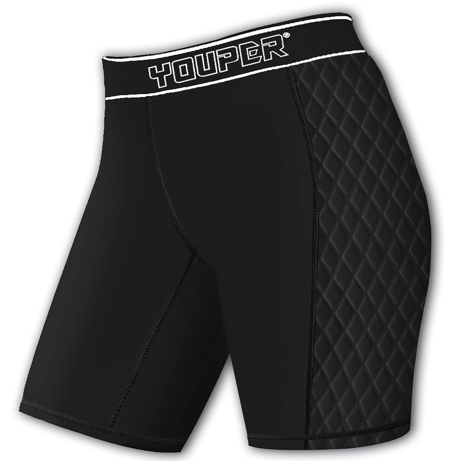 Youper Youth Girls Classic Compression Softball Sliding Shorts, Padded Softball Sliders (Black/White, Medium)