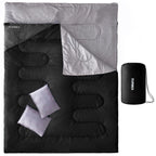 Tuphen Double Sleeping Bag With 2 Pillows, Queen Size Xl Bag For 2 People, Cold Warm Weather- 3 Seasons, Waterproof Adults Sleep