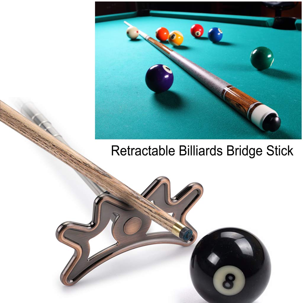 Ownmy Retractable Billiards Bridge Stick With Removable Bridge Head And Wood Handle, Pool Stick Length Extends Up To 35Cm - 140C