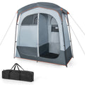 Tangkula Double Room Shower Tent, Oversize Space Privacy Tent with Floor, Removable Rain Fly, Inside Pocket, Clothesline, Top Ho
