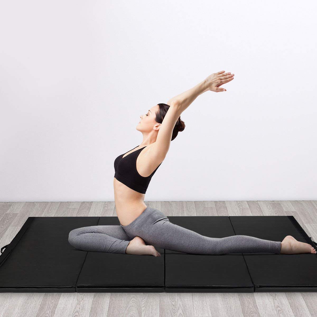 Goflame Gymnastics Mat Folding 4X10X2, Thick Exercise Mat With Carrying Handles, Gym Fitness Aerobics Mat For Yoga, Tumbling, Gy