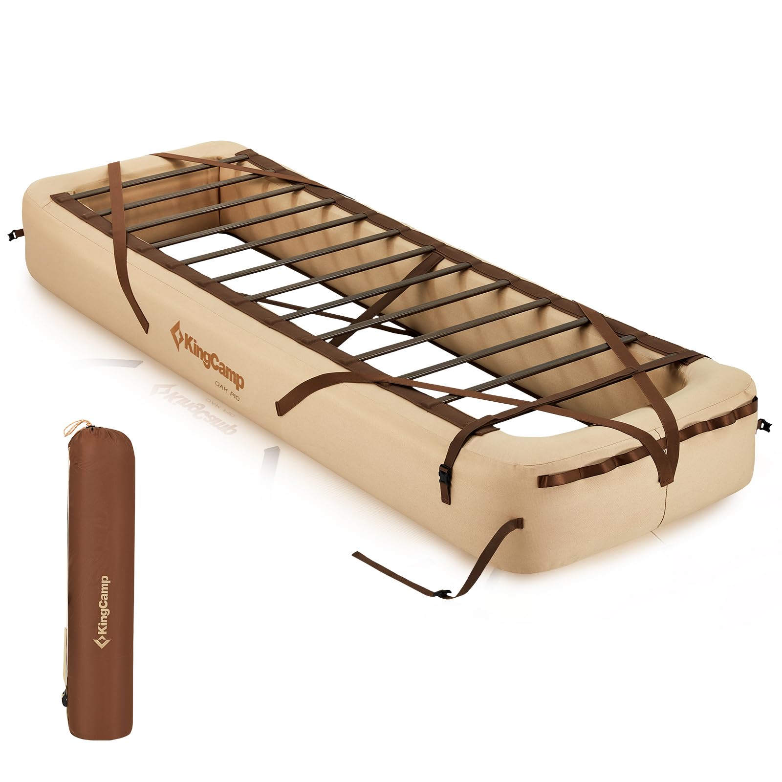 Kingcamp Camping Air Bed Frame - Portable & Compact Guest Air Mattress With Accessories, Single High Inflatable Blow-Up Bed Fram