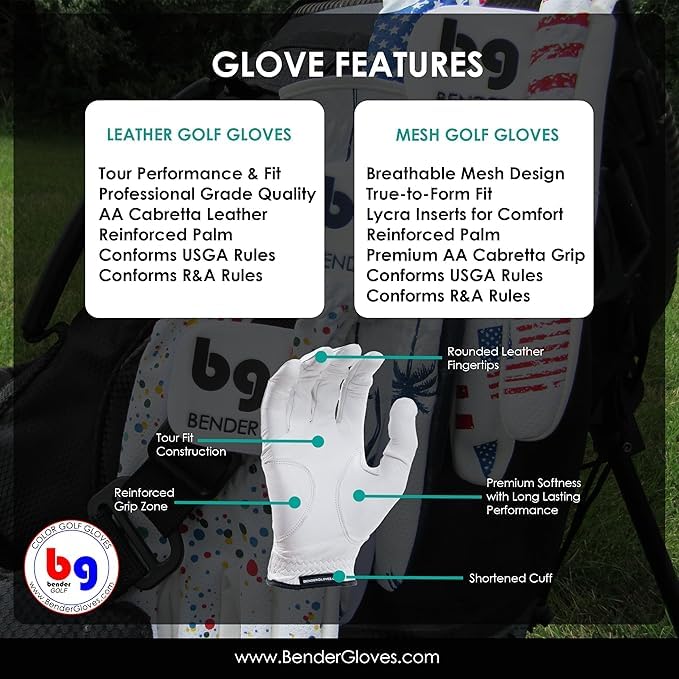 Bg Bender Golf Glove  Wear On Left  (Blue Line, Mens Small)