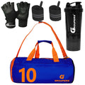Groupers 2025L Gym & Travel Duffle Bag Combo  Blue Shoe Compartment Bag + Weightlifting Gloves, Wrist Band & 500Ml Shaker, Wat