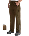 iCreek Mens Packable Rain Pants Waterproof Lightweight Over Pants Windproof Outdoor Pants for Fishing Golf Hiking (Brown, X-Sma