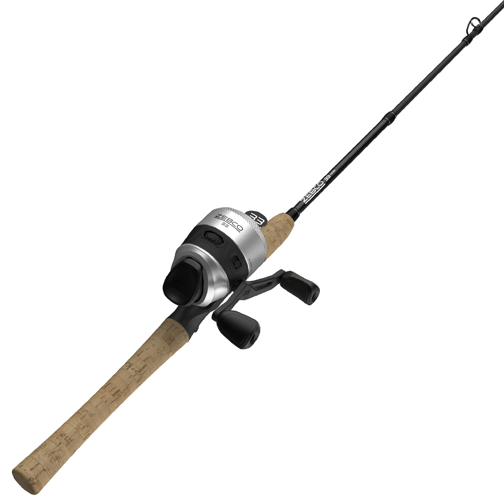 Zebco 33 Cork Spincast Reel And Fishing Rod Combo, 6-Foot 2-Piece Graphite Rod With Cork Handle, Quickset Anti-Reverse Fishing R