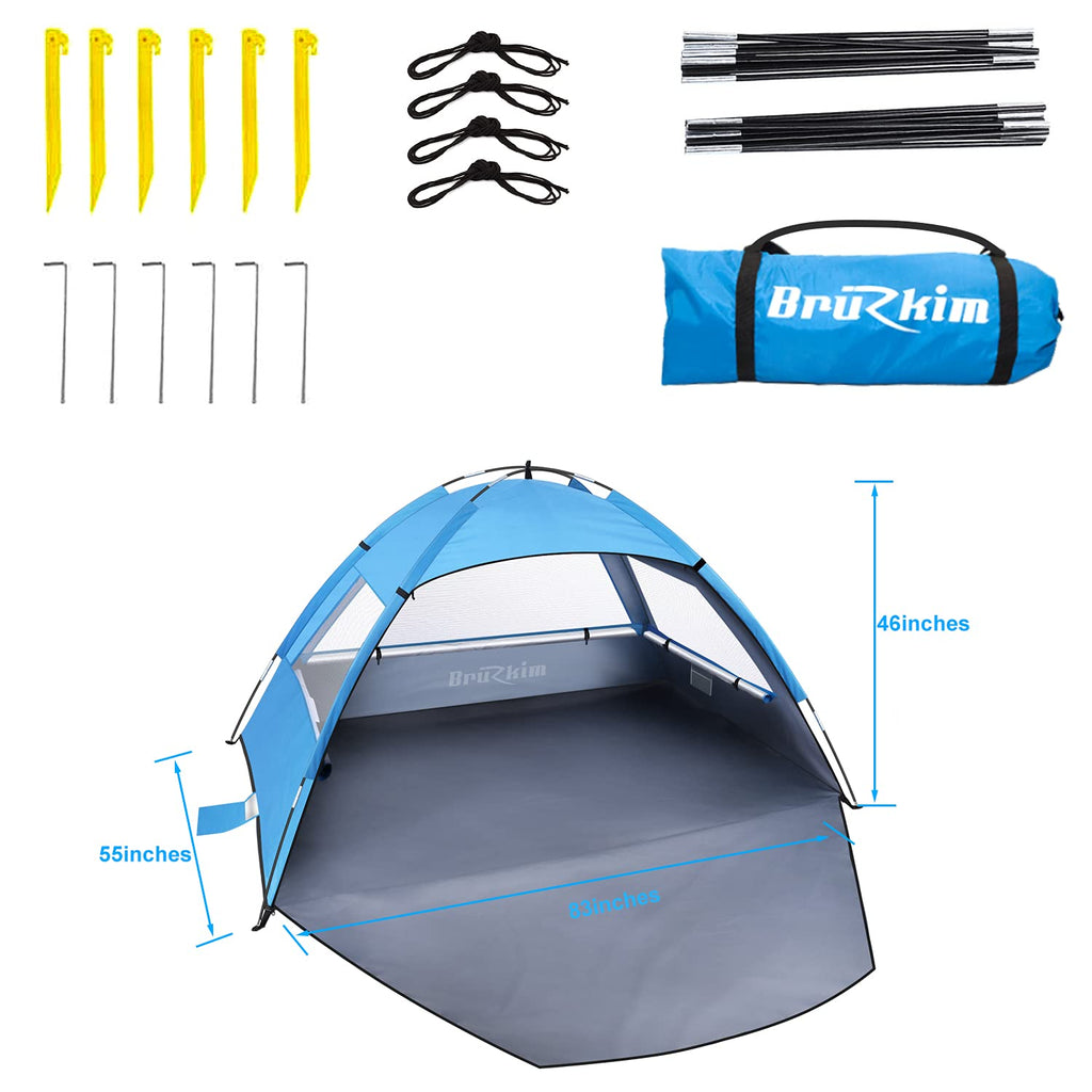Beach Tent Sun Shelter For 2 Person, Portable Foldable Lightweight Waterproof Windproof, Easy Set Up For Family, Camping, Hiking