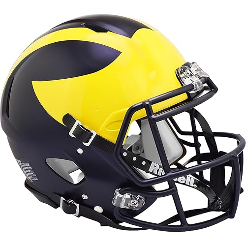 Ncaa Michigan Wolverines Helmet Authentic Full Size Speed Style 2016 Painted Design, Team Color, One Size