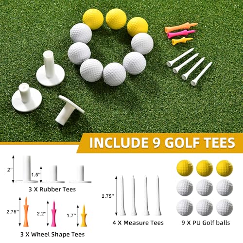 Shopsource Golf Mat, 5  4ft Golf Hitting Mat for Indoor Outdoor, Top-Notch Artificial Turf Practice Mats with 9 PU Golf Balls+3