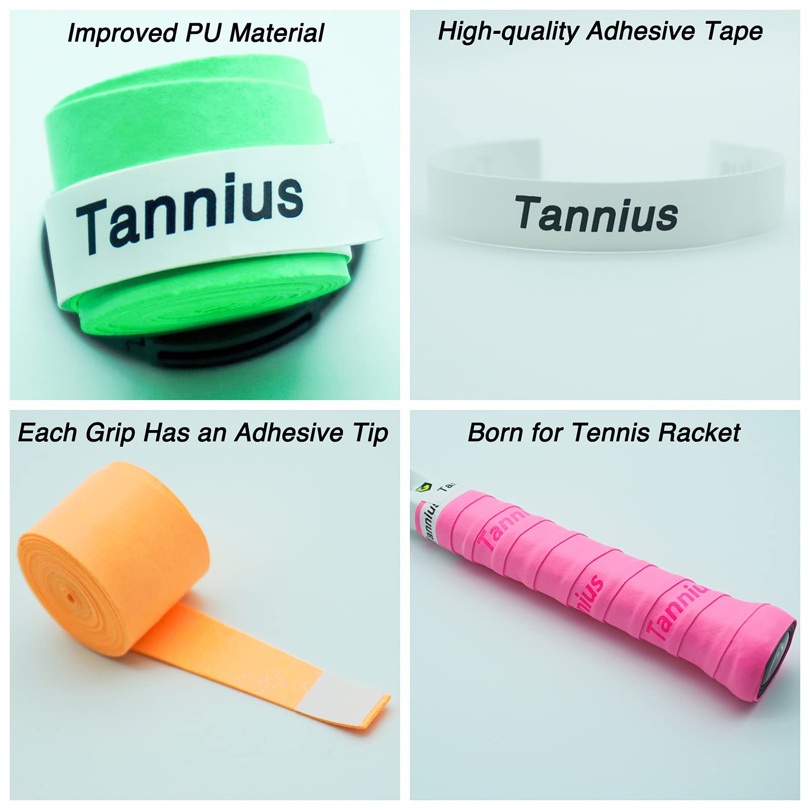 Tannius Dry Feel Tennis Overgrip (Pack Of 9), Long-Lasting Tennis Racket Grip Tape, Super-Absorbent And Non-Slip Racquet Grip (M