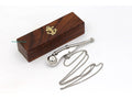5''Brass Boatswain Whistle W/Box Bosun Call Pipe Silver Finish