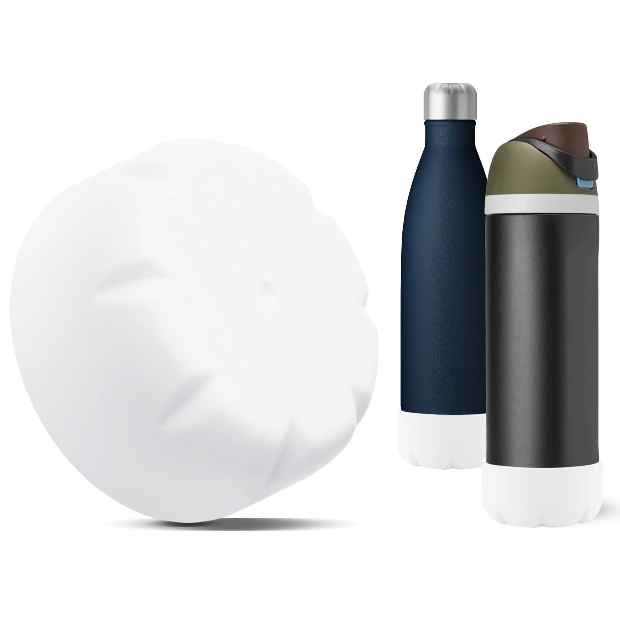 Vikizues Silicone Boot Compatible With Owala & S 'Well Stainless Steel Water Bottles, Anti-Slip Bottom Protector Sleeve (White)