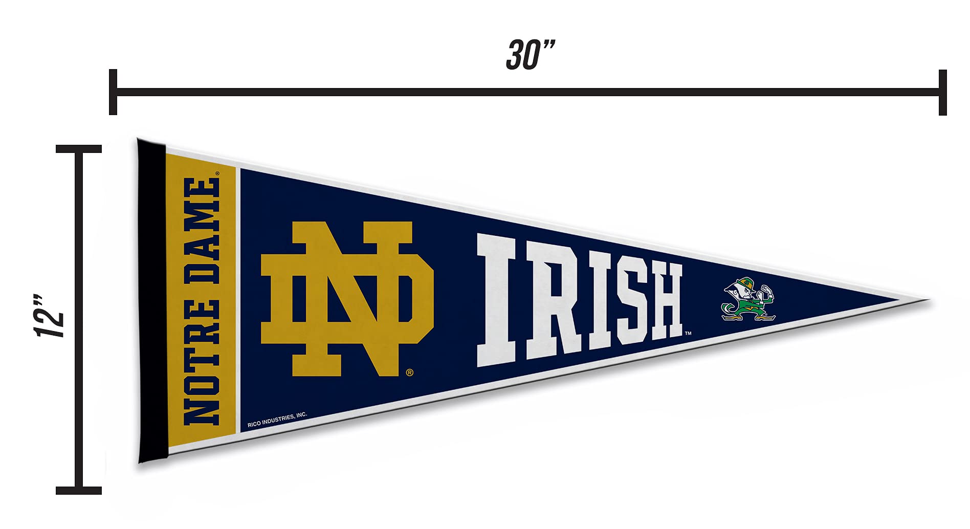 Rico Industries Ncaa Notre Dame Fighting Irish - Nd Exclusive 12'' X 30'' Felt Wall D  Cor Pennant - Great For Home/Bed Room/Man
