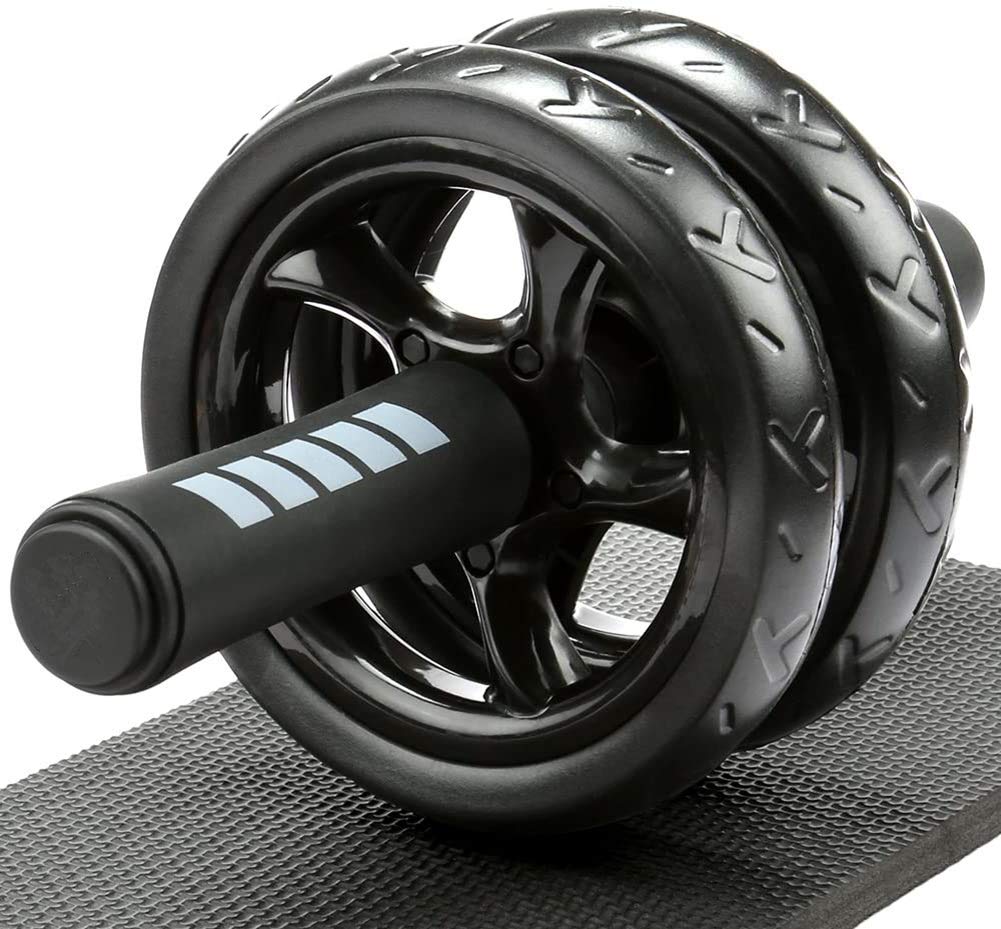 H&S Ab Roller Wheel For Abs Workout - Abdominal Core Exercise Equipment With Extra Thick Knee Pad Mat - Wdual Glide Wheels