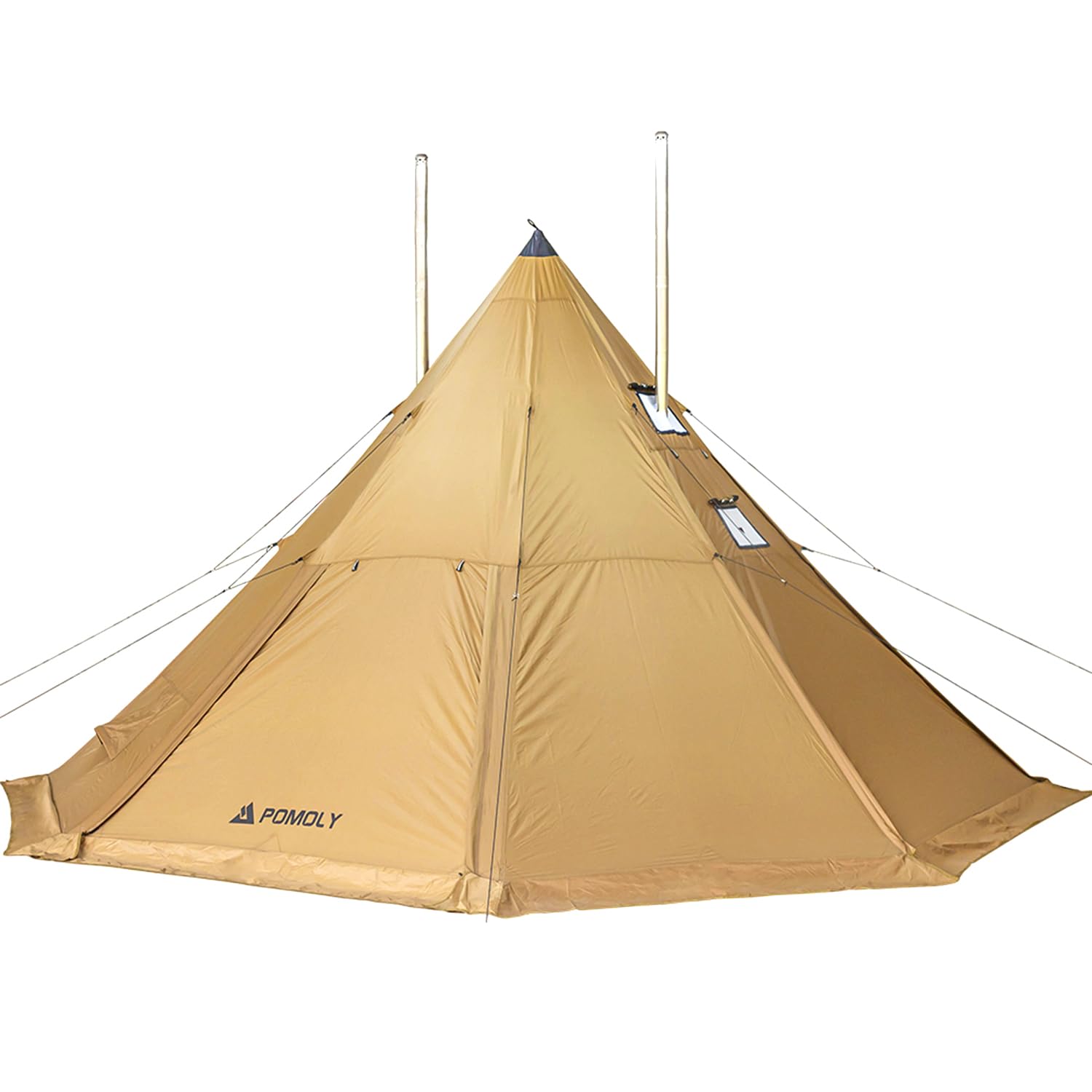 POMOLY Tipi Tent Camping Hot Tent, Bromance 70 Pyramid Stove Tent for 2-4 Person Hiking Hunting with 3 Stove Jacks (with Inner T