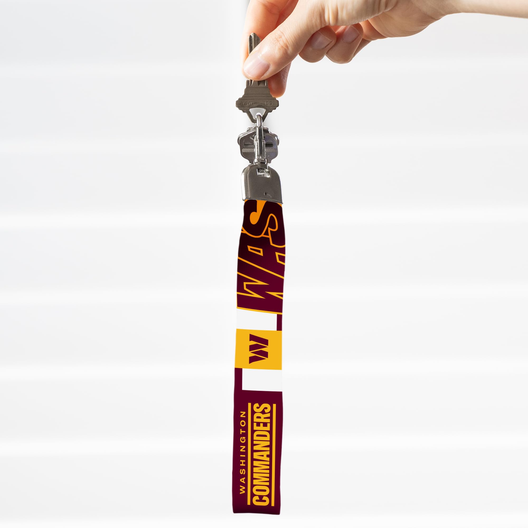 Rico Industries Nfl Football Washington Commanders Standard Wrist Lanyard Key Chain, Cute Wristlet Strap Keychain Holder For Wom